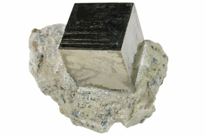 Natural Pyrite Cube In Rock From Spain #82068